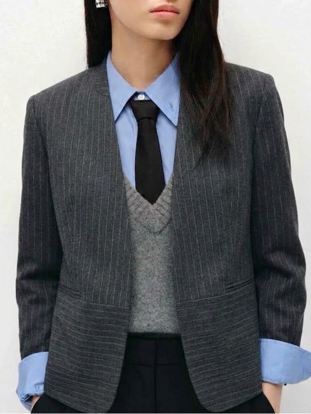 H&M Charcoal Pinstripe Blazer